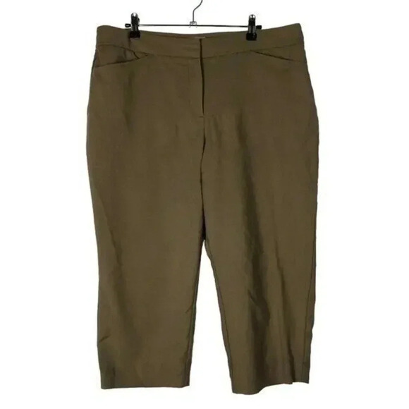 Chico's Fabulously Slimming Kaden Dark Khaki Capri Pants 2/12 - Picture 1 of 4